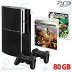 Konsole FAT 80GB schwarz + Motor Storm + Uncharted: Drake's Schicksal + 2 Original Controller