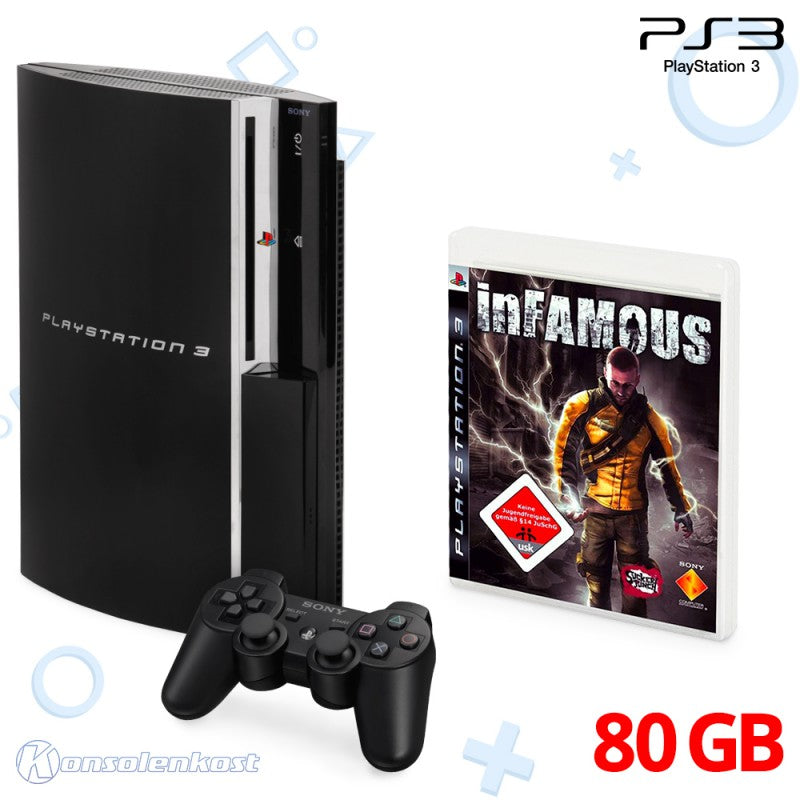 Konsole FAT 80GB schwarz + inFamous + Original Controller