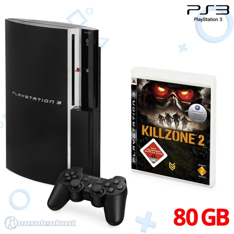 Konsole FAT 80GB schwarz + Killzone 2 + Original Controller