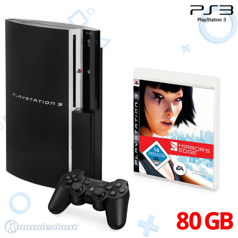 Konsole FAT 80GB schwarz + Mirror's Edge + Original Controller