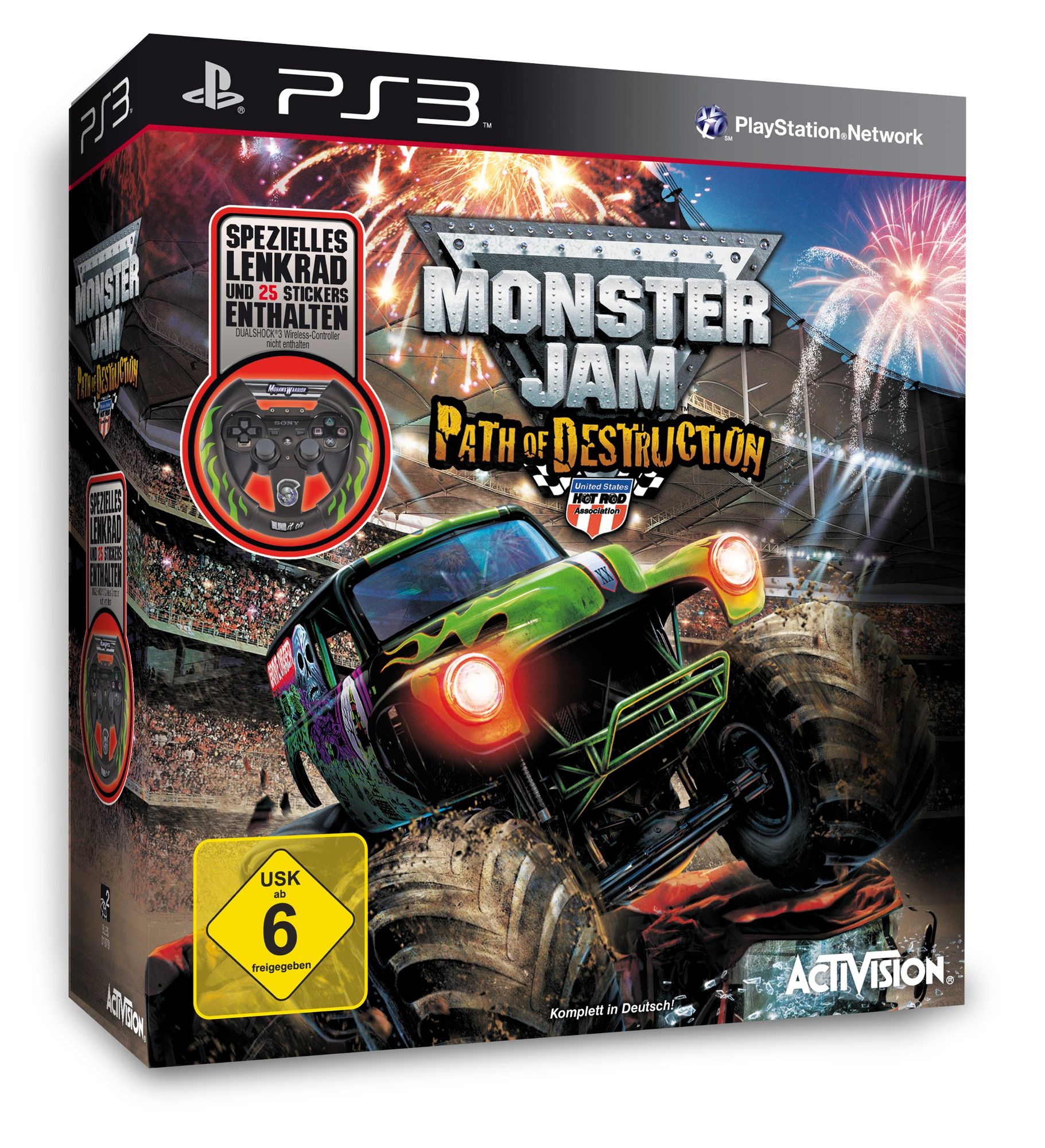 Monster Jam: Pfad der Zerstörung + Lenkrad (DE) — Big Box