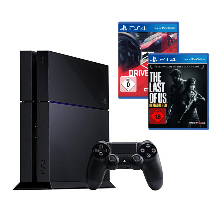Konsole 500GB schwarz + Drive Club + Last Of Us + Original Controller