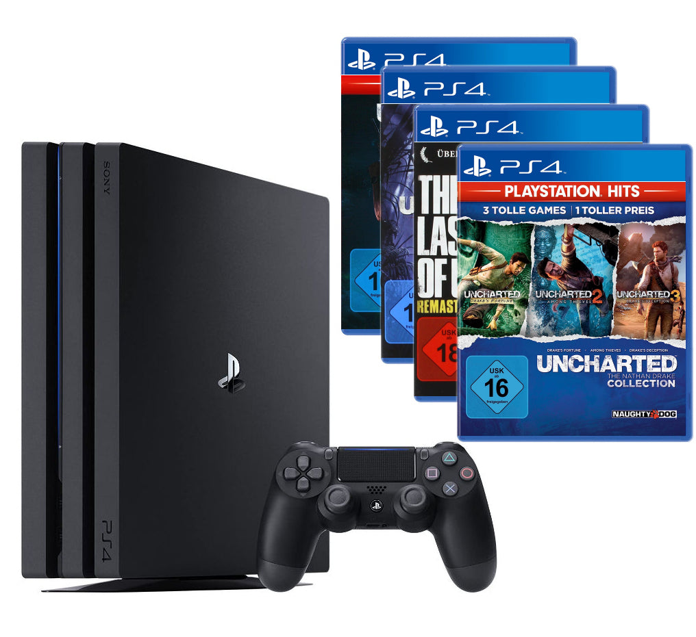 Konsole Pro 1TB schwarz + Last of Us + Uncharted 1-4 + Lost Legacy + Original Controller
