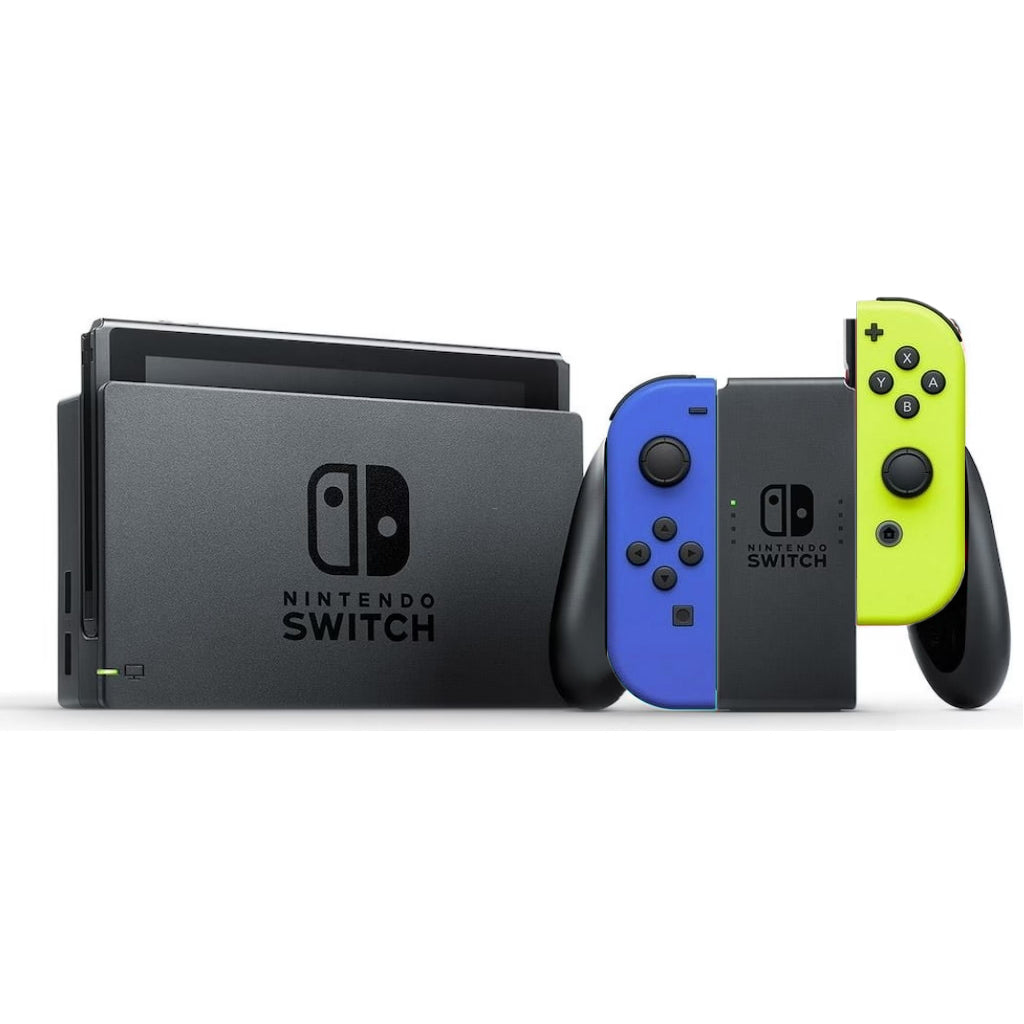 Konsole dunkelblau/Neon-Gelb + Dock + HDMI Kabel + Grip + Netzteil
