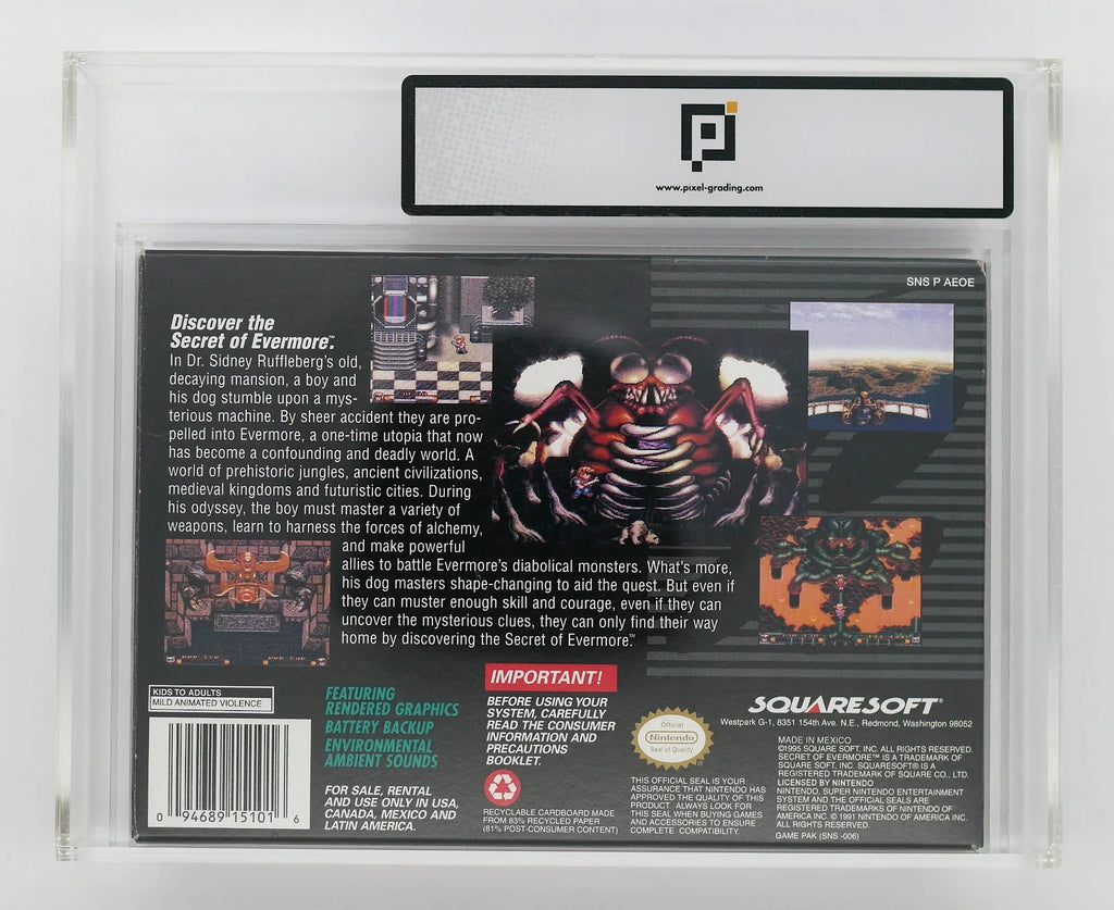 Secret of Evermore Pixel Grading CIB 85 (US) · Sammlerstück