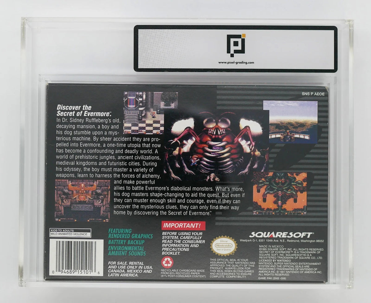 Secret of Evermore Pixel Grading CIB 85 (US) · Sammlerstück