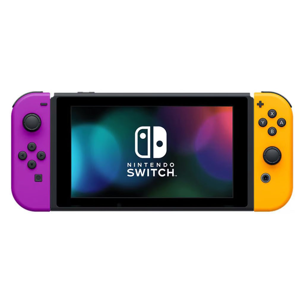 Konsole Neon-Lila/Neon-Orange + Dock + HDMI Kabel + Grip + Netzteil