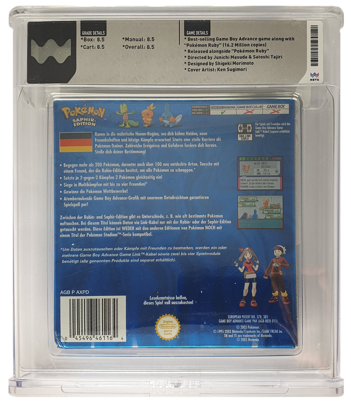 Pokemon Saphir Edition WATA Grading CIB 8.5 (DE) · Sammlerstück