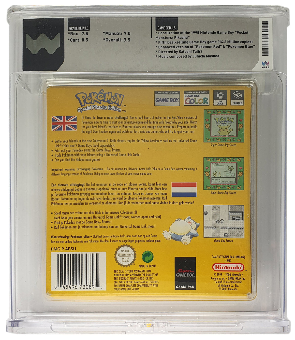 Pokemon Gelbe Edition / Yellow Version Special Pikachu Edition WATA Grading CIB 7.5 (GB) · Sammlerstück