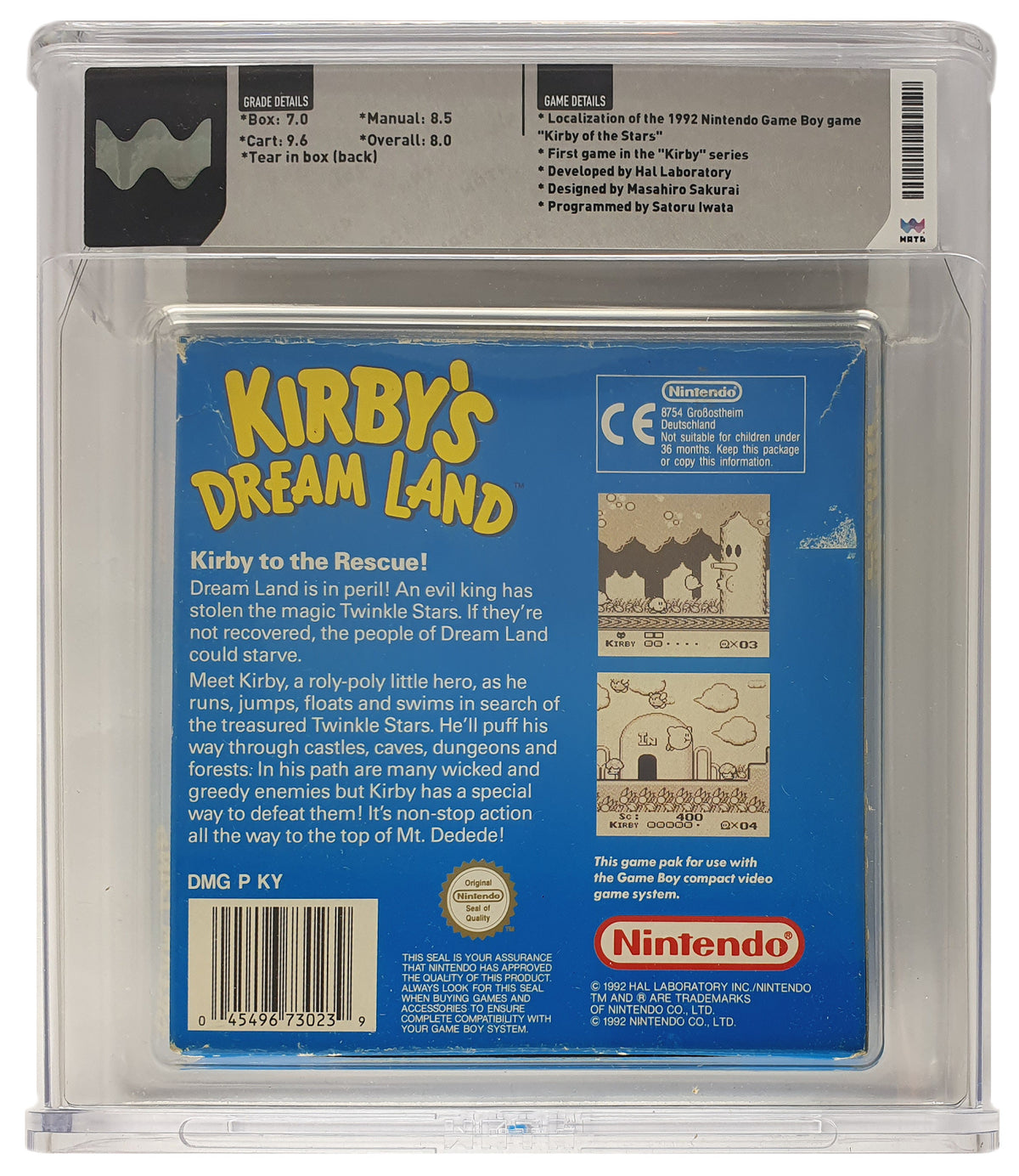 Kirby's Dream Land 1 WATA Grading CIB 8.0 (GB) · Sammlerstück