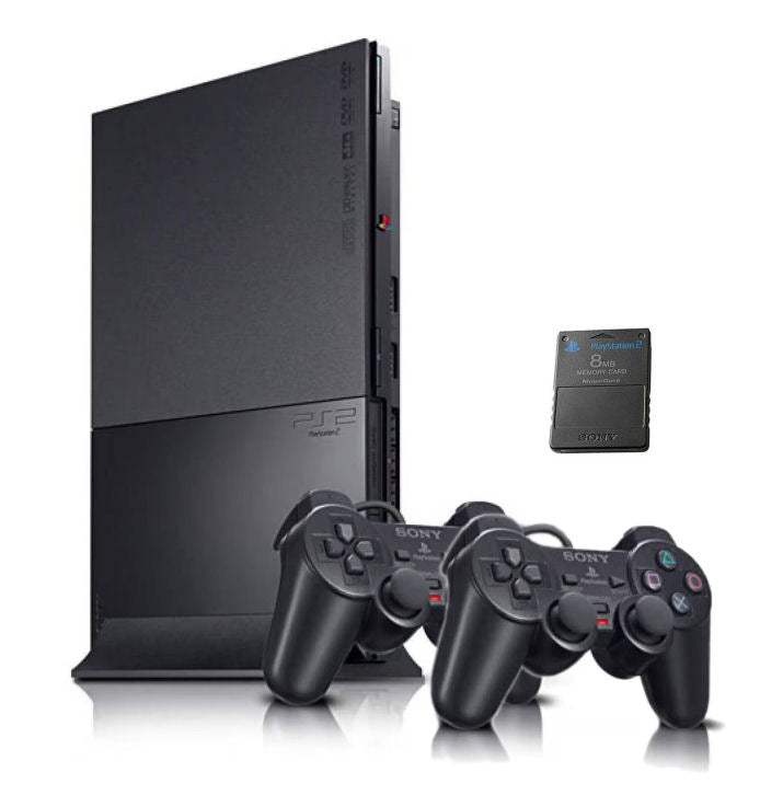 Konsole Slim schwarz + 2 Original Sony DualShock Controller + Memorycard