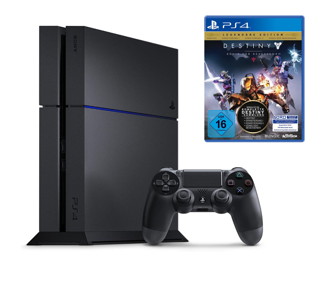 Konsole 500GB schwarz + Destiny: König der Besessenen + Original Controller