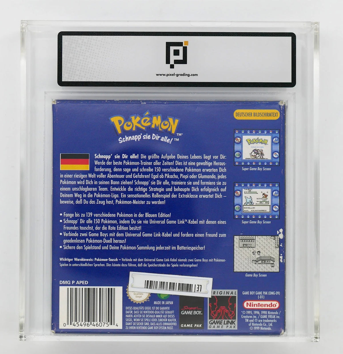 Pokemon Blaue Edition Pixel Grading CIB 75 (DE) · Sammlerstück