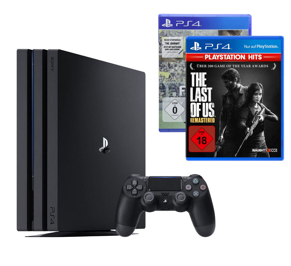 Konsole Pro 1TB schwarz + FIFA 17 + Last of Us + Original Controller