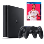 Konsole Slim 1TB schwarz + Fifa 20 + 2 Original Controller