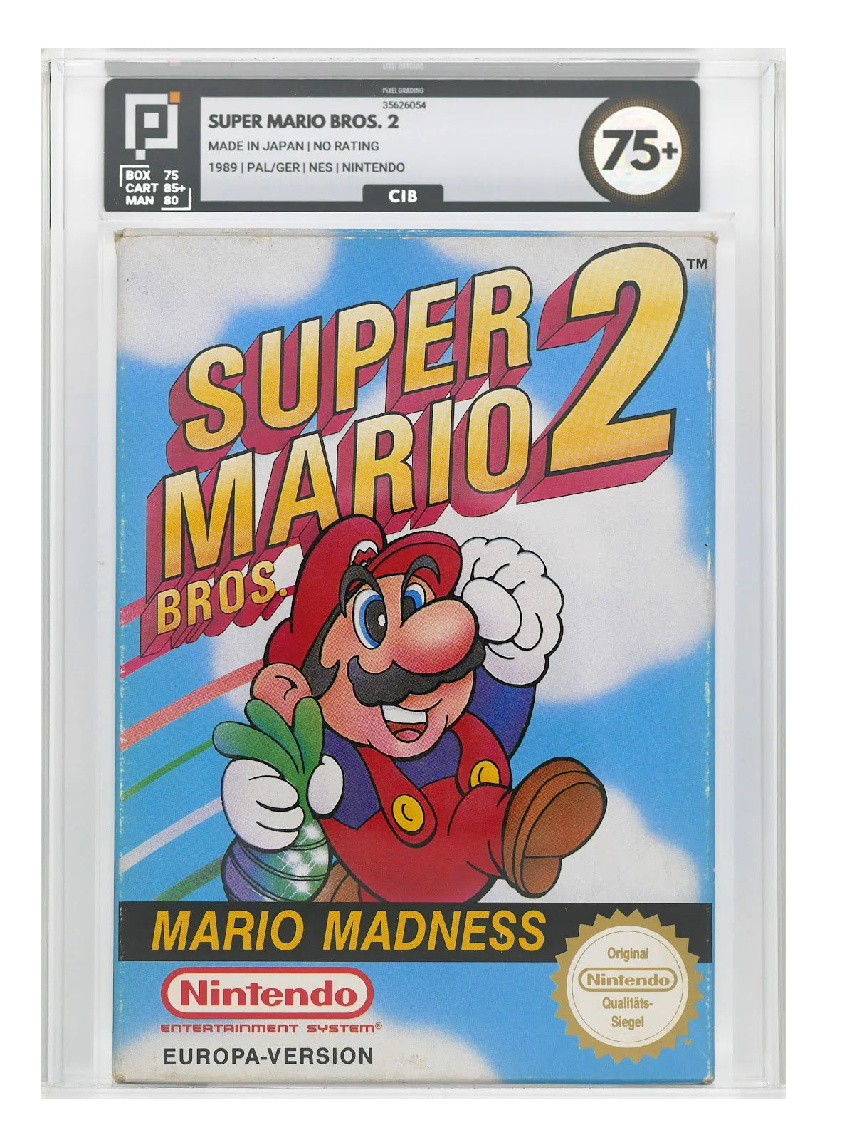 Super Mario Bros. 2 Pixel Grading CIB 75+ (DE) · Sammlerstück