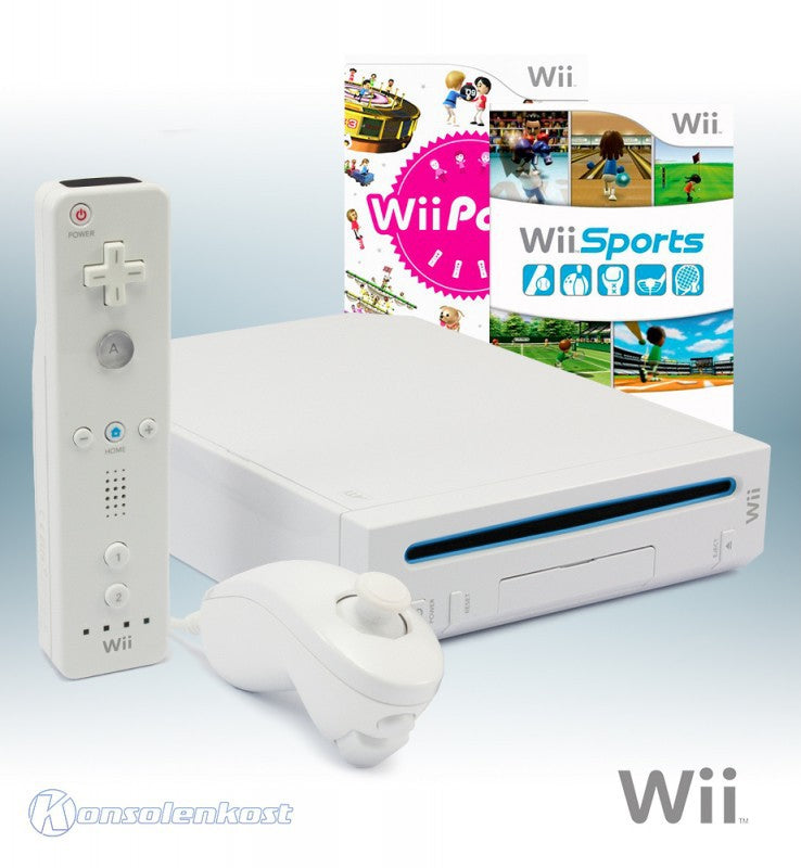 Konsole weiß + Wii Sports + Wii Party + Original Remote