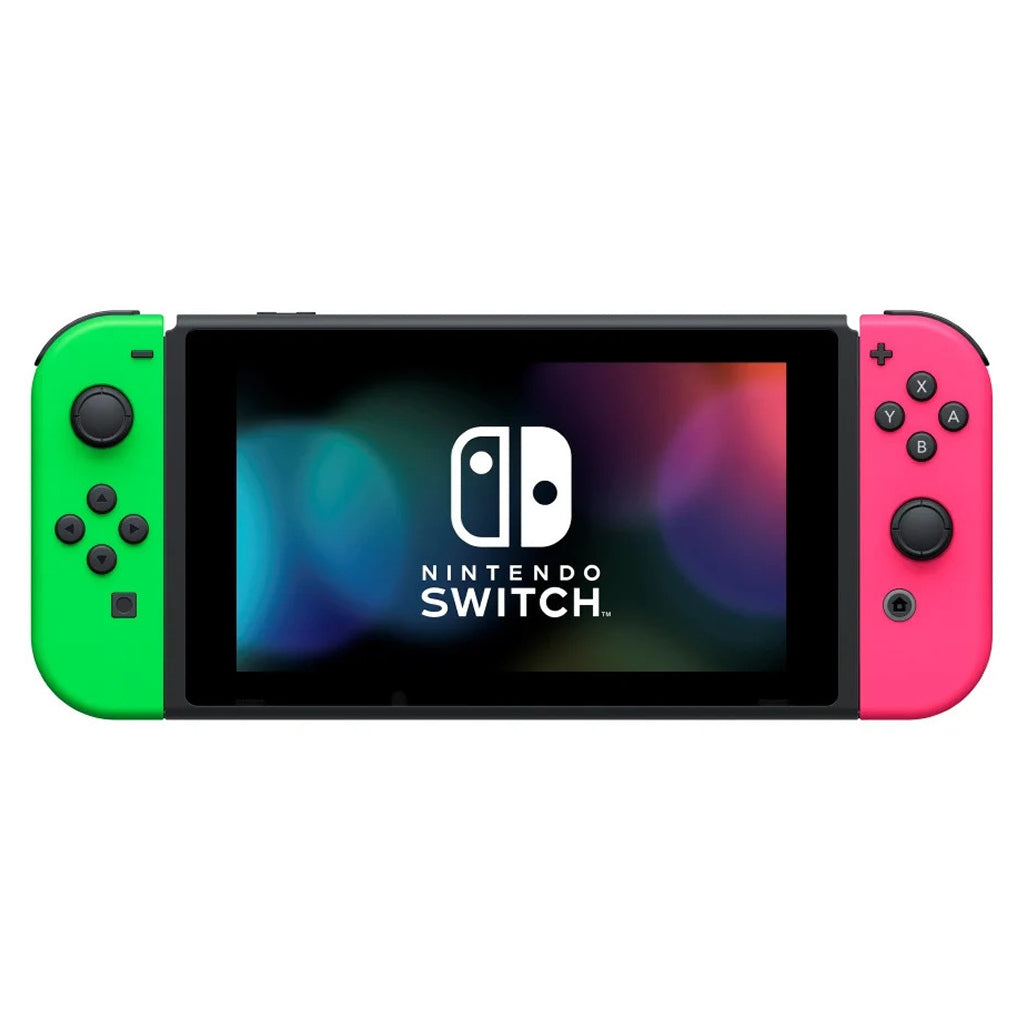 Konsole Neon-Grün/Neon-Pink + Dock + HDMI Kabel + Grip + Netzteil