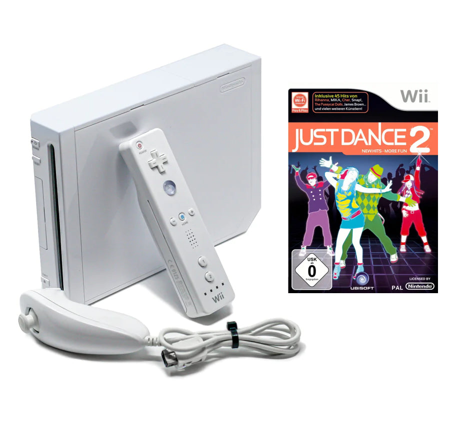 Konsole weiß + Just Dance 2 + Original Remote