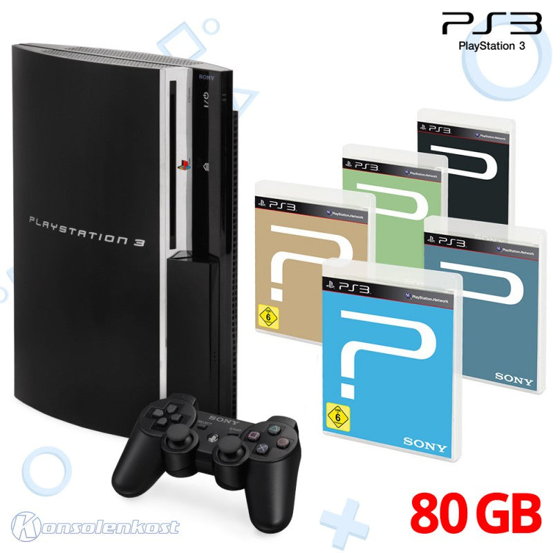 Konsole FAT 80GB schwarz + 5 Spiele + Original Controller