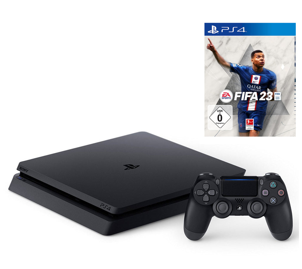 Konsole Slim 500GB schwarz + FIFA 23 + Original Controller