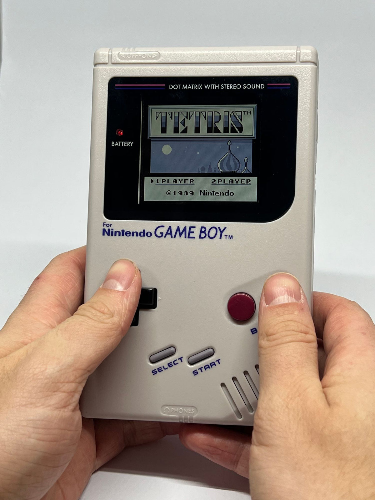 Konsole Classic DMG-01 grau Retrosix IPS V3 LCD Display Mod und USB-C Akku
