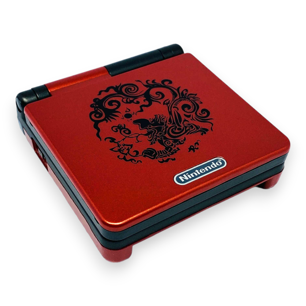 Konsole GBA SP Red & Black Dragon IPS V3 Mod + Netzteil