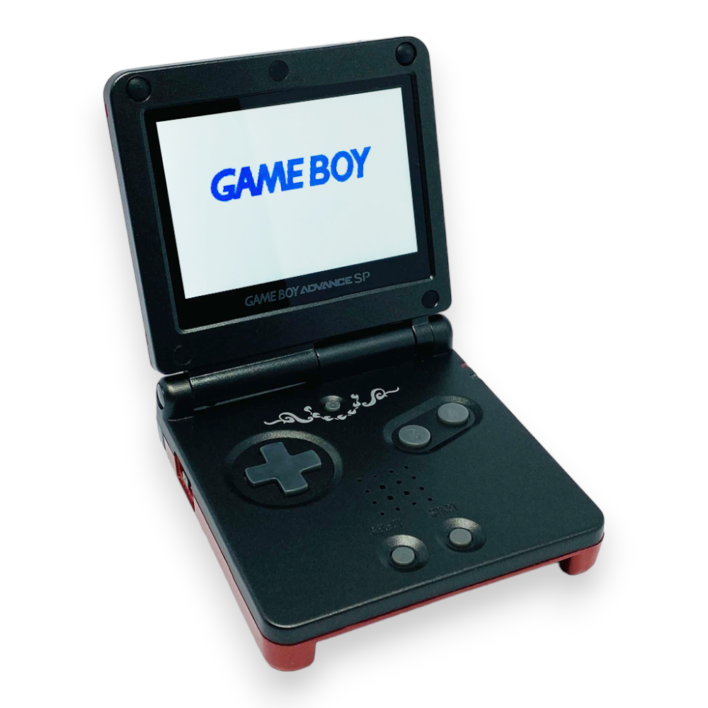 Konsole GBA SP Red & Black Dragon IPS V3 Mod + Netzteil