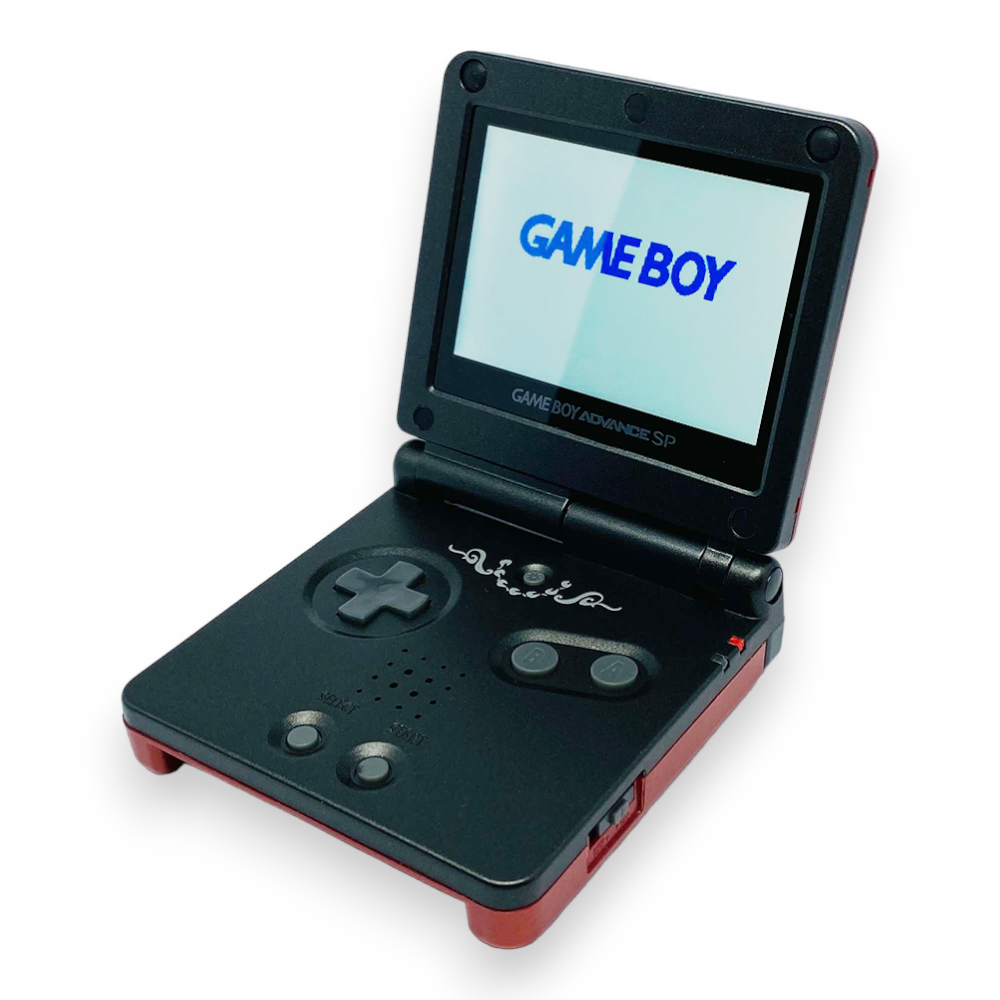 Konsole GBA SP Red & Black Dragon IPS V3 Mod + Netzteil
