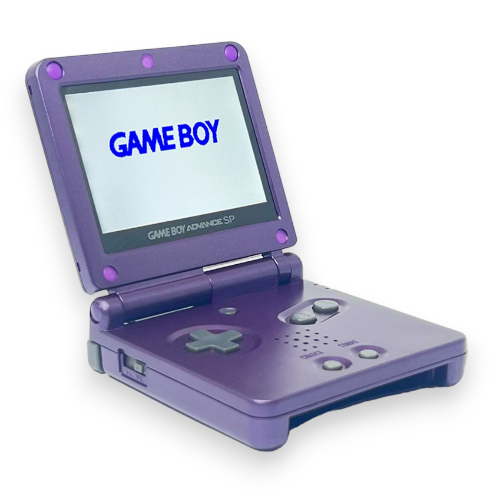 Konsole GBA SP Donkey Kong lila IPS V2 Mod + Netzteil
