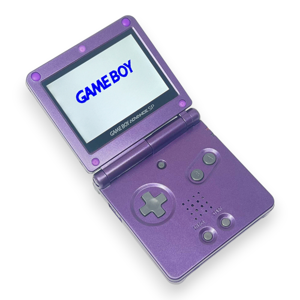 Konsole GBA SP Donkey Kong lila IPS V2 Mod + Netzteil
