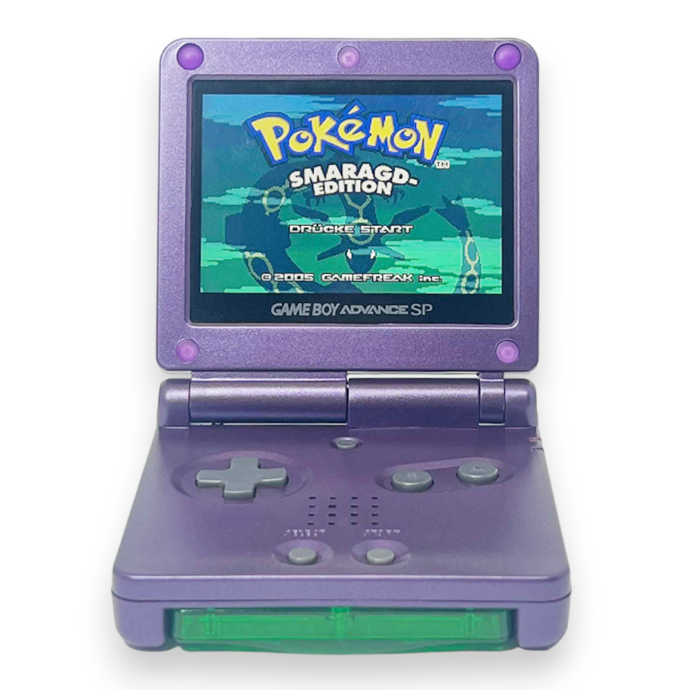 Konsole GBA SP Donkey Kong lila IPS V2 Mod + Netzteil