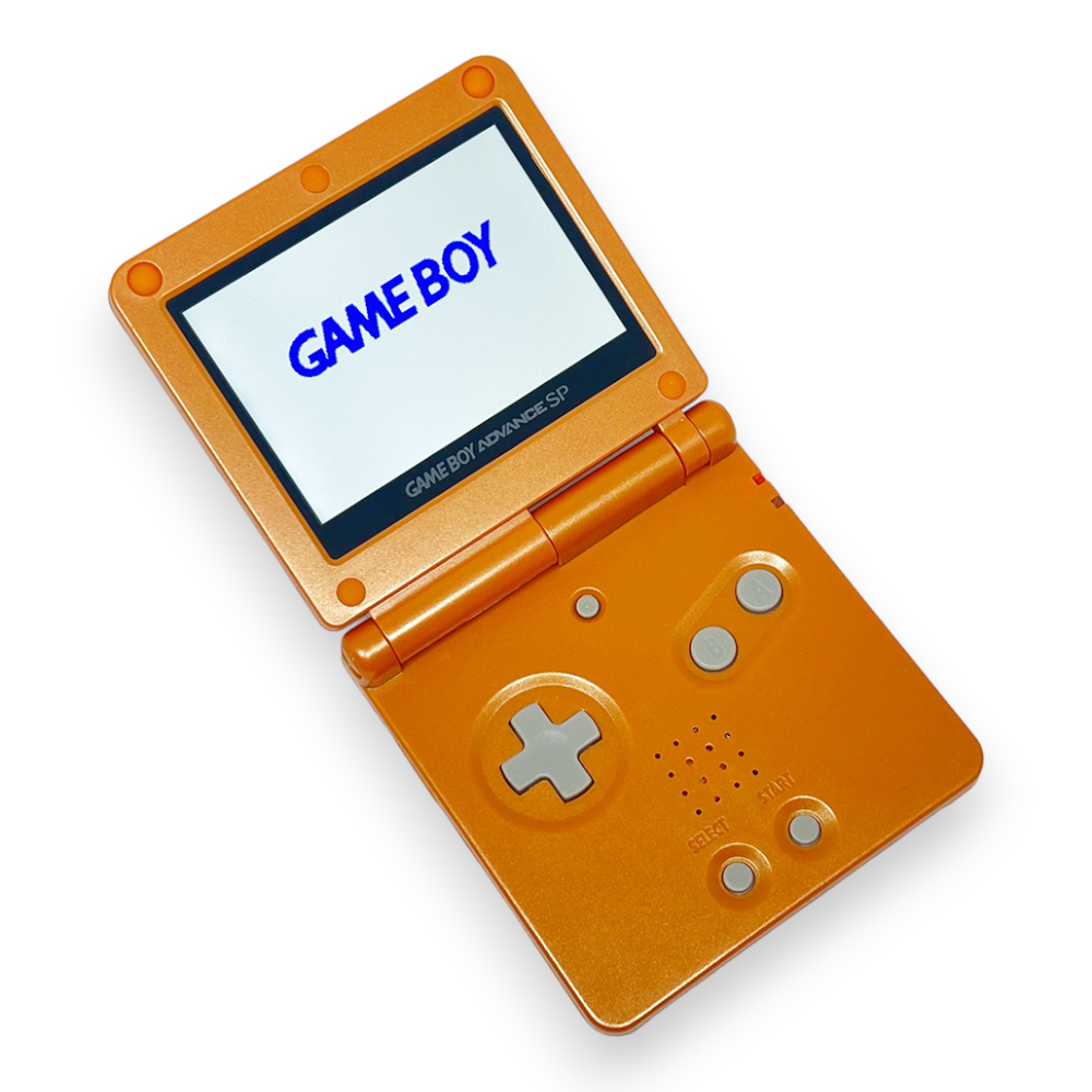 Konsole GBA SP orange IPS V3 Mod + Colorchange + Pixel Effekt + OSD + Netzteil
