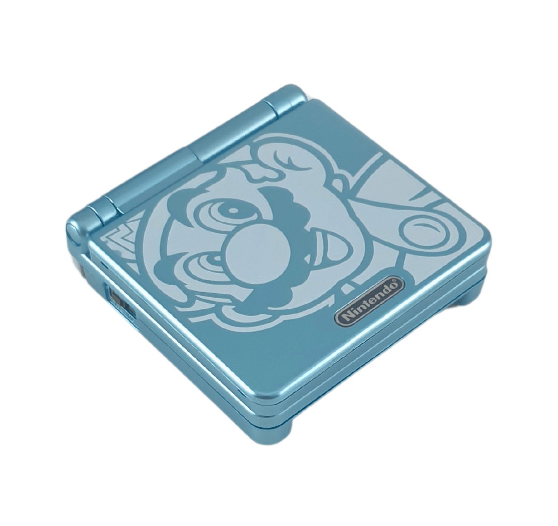 Konsole GBA SP Mario blau IPS V3 Mod + Netzteil