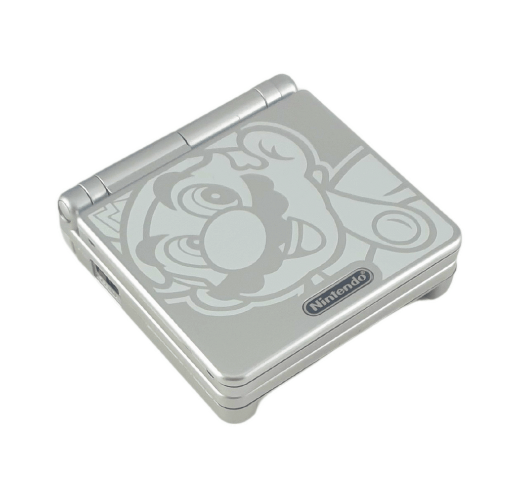 Konsole GBA SP Mario silber IPS V3 Mod + Netzteil