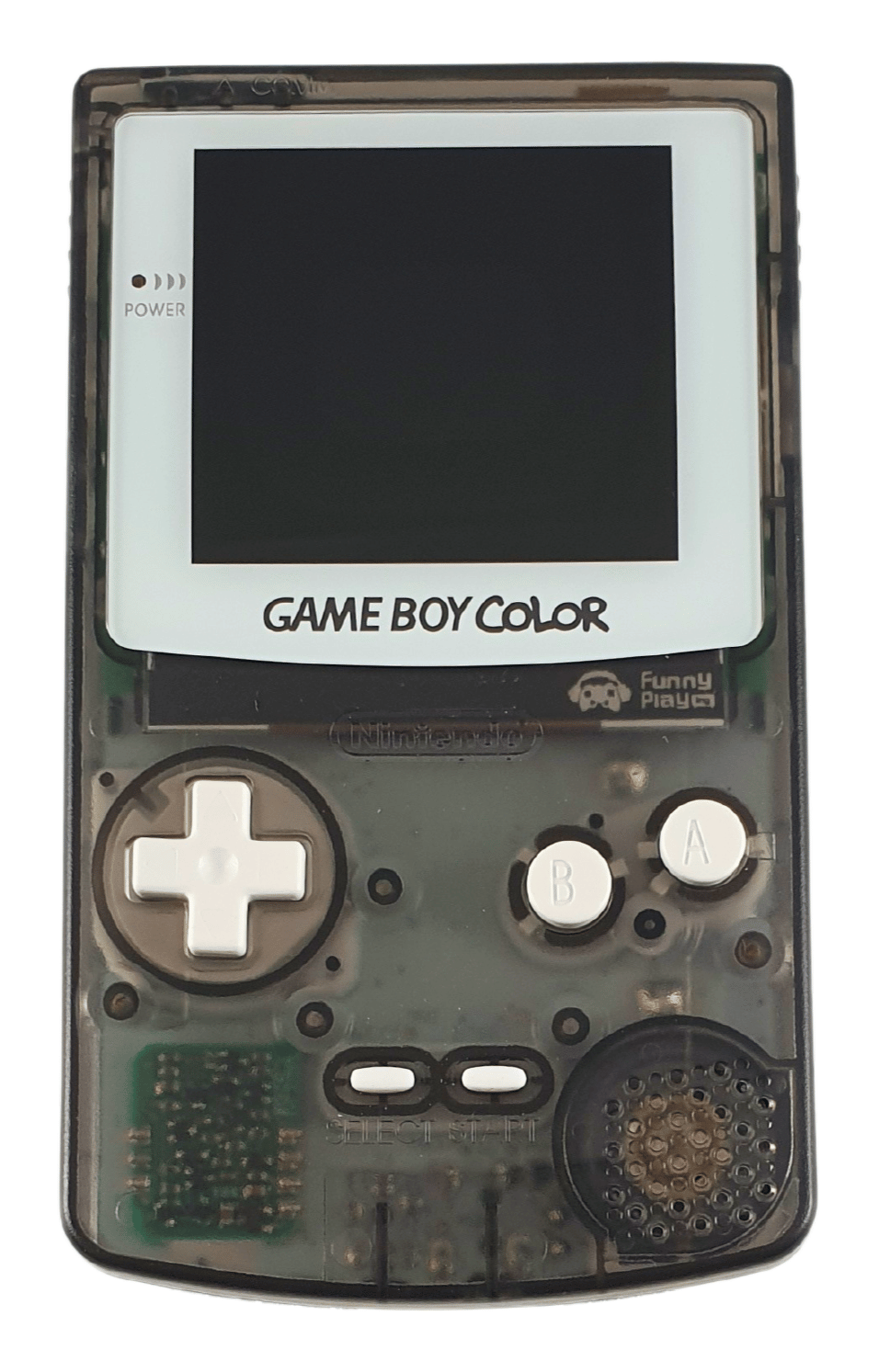 Konsole #Clear Black mit weißen Buttons Q5 IPS Mod mit größerem laminiertem Display