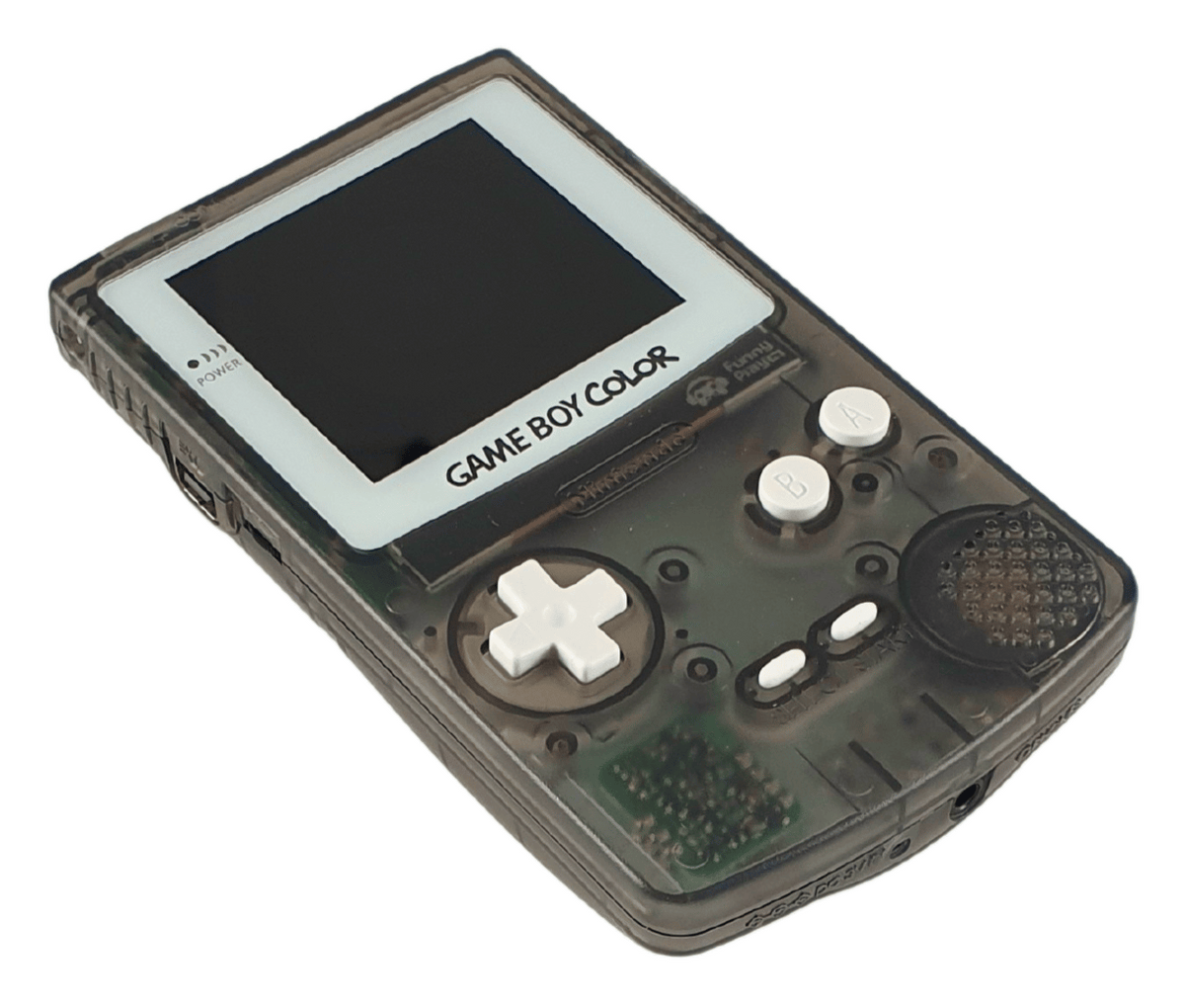 Konsole #Clear Black mit weißen Buttons Q5 IPS Mod mit größerem laminiertem Display