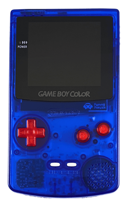 Konsole #Clear Dark Blue mit rot-weiß Buttons Q5 IPS Mod mit größerem laminiertem Display