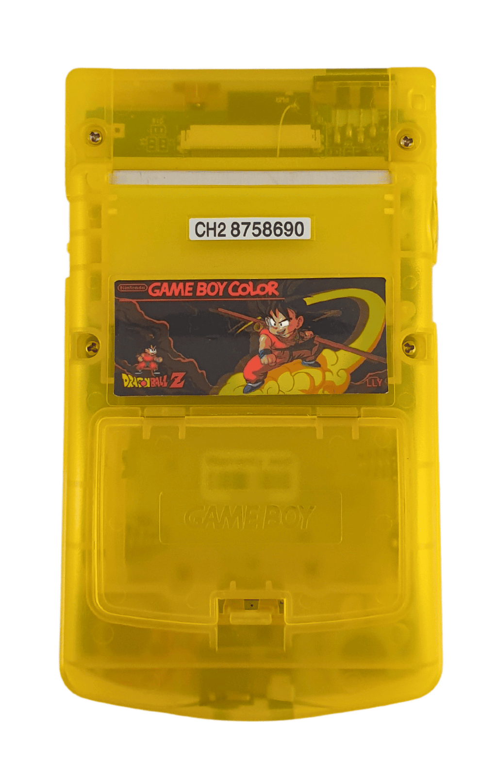 Konsole #gelb-transparent Dragonball Z mit gelben Buttons Q5 IPS Mod mit größerem laminiertem Display