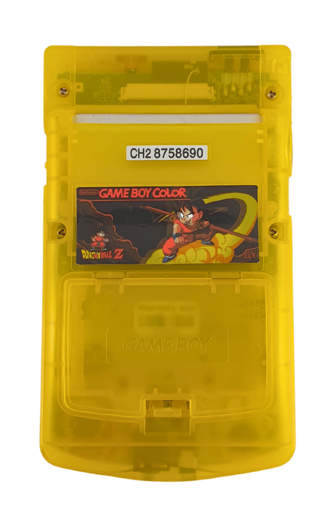 Konsole #gelb-transparent Dragonball Z mit gelben Buttons Q5 IPS Mod mit größerem laminiertem Display