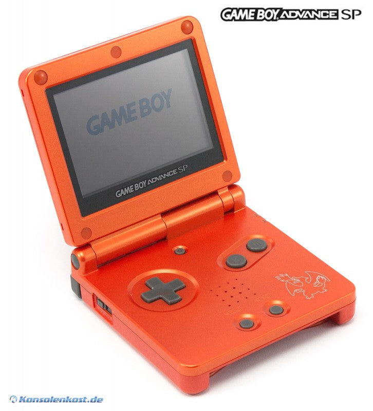 Konsole GBA SP inkl. Netzteil Charizard Fire Red Pokemon Edition — Charizard Fire Red Pokemon Edition