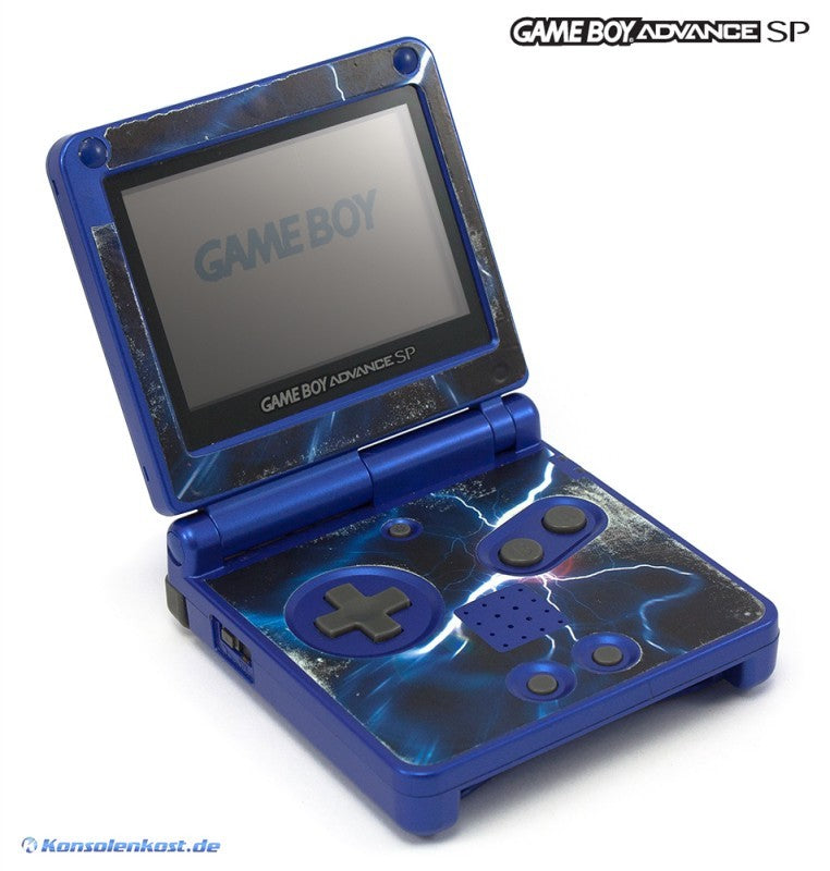 Konsole GBA SP inkl. Netzteil blau Custom Thunder