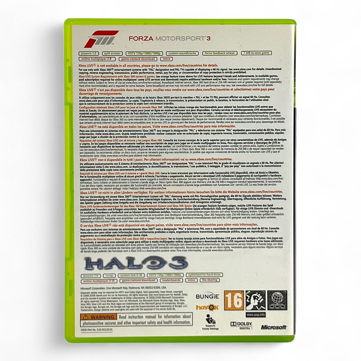 2 in 1 Forza Motorsport 3 + Halo 3 (AT)