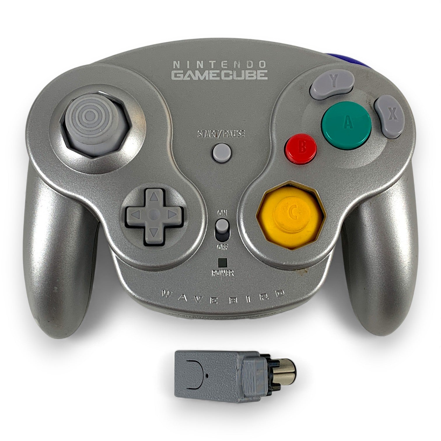 Original Nintendo Controller / Pad Wavebird Wireless + Dritthersteller-Empfänger silber/grau