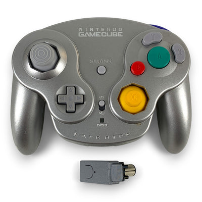 Original Nintendo Controller / Pad Wavebird Wireless + Dritthersteller-Empfänger — Silber-Grau