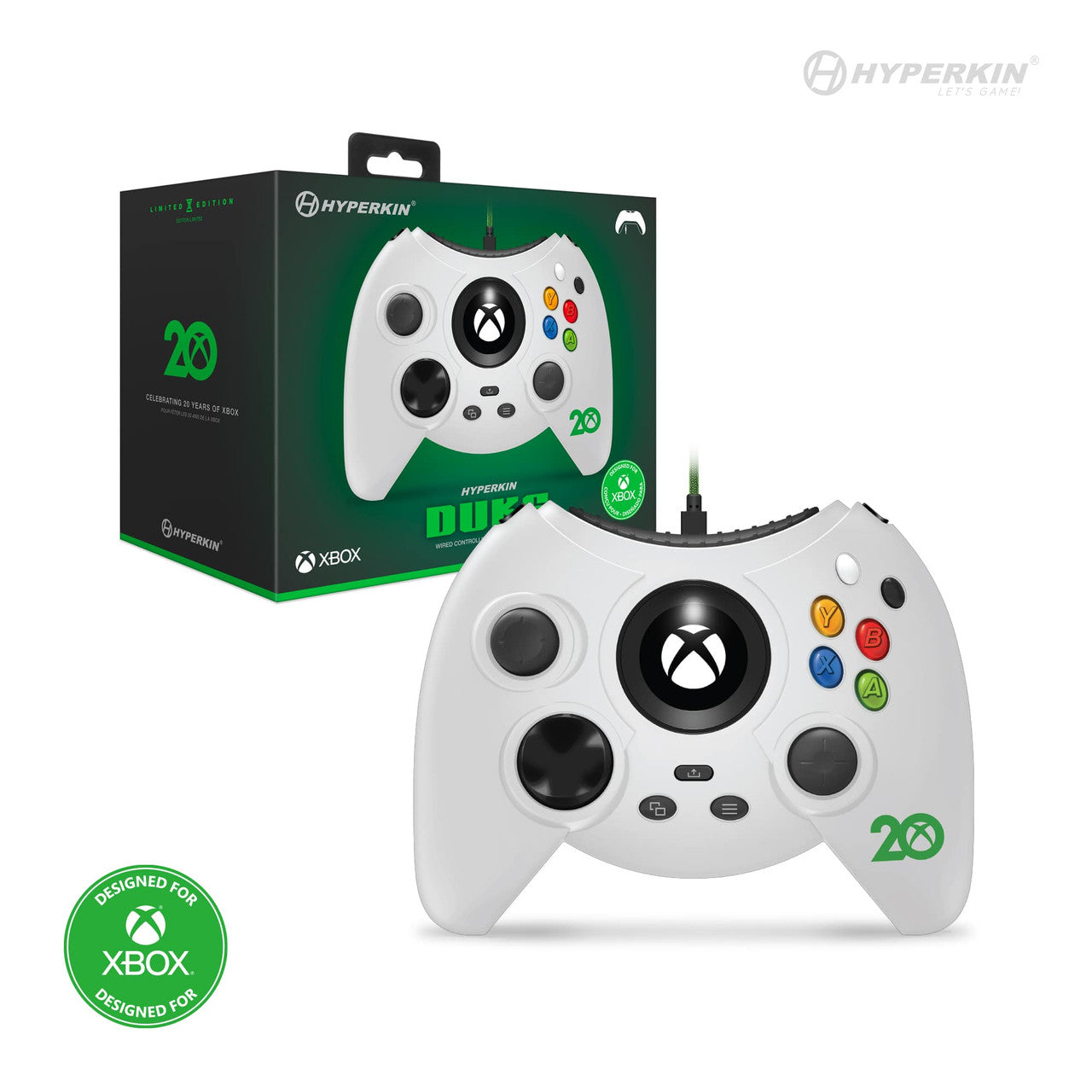 Offiziell lizensierter Wired Controller Duke 20th Anniversary weiß (EU) — Limited Edition