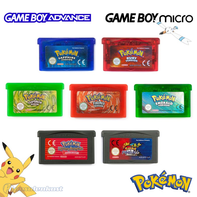 Pokemon Sammlung: Rubin + Saphir + Feuerrote + Blattgrüne + Smaragd + Red Rescue Team + Pinball (GB)