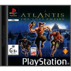 Das Cover von Atlantis: The Lost Empire für PS1 zeigt drei rennende Charaktere und das G8+ Alterskennzeichen.