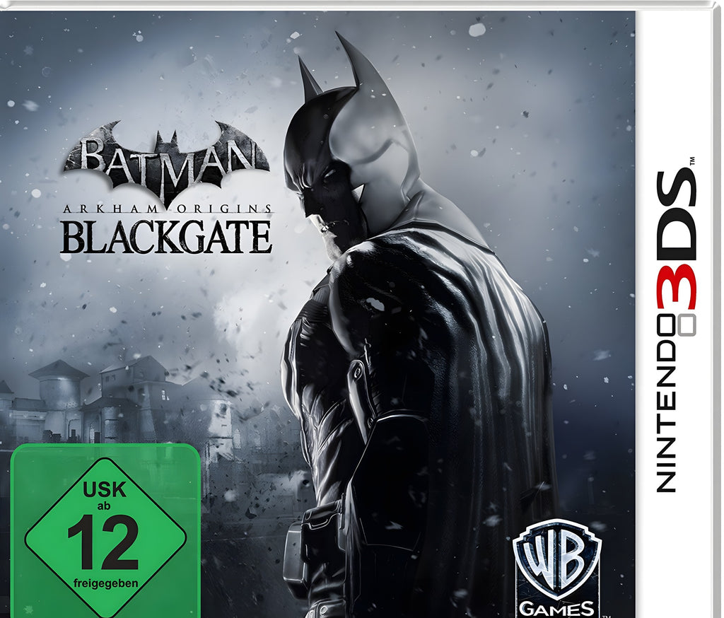 Batman Arkham Origins: Blackgate zeigt Batman von hinten mit Blick über eine Stadt, USK ab 12.