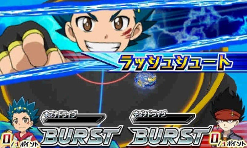 Eine Nahaufnahme eines Charakters während eines Kampfes in Beyblade Burst.